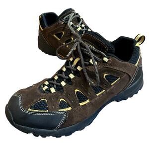Lands End Trail Hiking Shoes Mens 9.5 Brown Suede Leather Black Mesh Waterproof